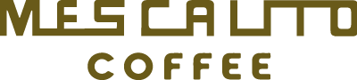 The Shop Stickers | Mescalito Coffee feature the brand’s dark gold “MESCALITO” in bold lettering above rounded “COFFEE,” ideal for small town coffee shop branding on a transparent background.